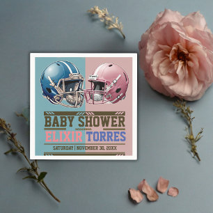 Blue & Pink American Football Helmet Baby Shower Napkin