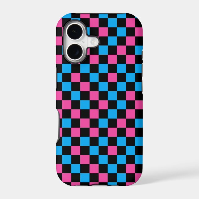 Blue Pink And Black Chequered Pattern  (Back)