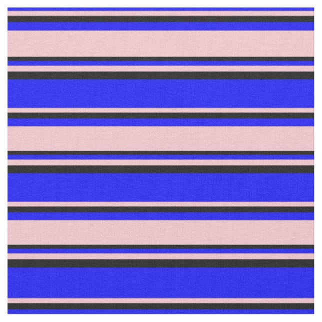 Blue, Pink, and Black Coloured Pattern Fabric (Close Up)