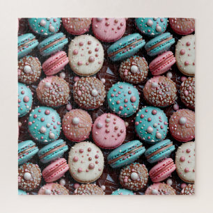 Blue, Pink and Chocolate Macaron Jigsaw Puzzle