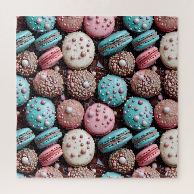 Blue, Pink and Chocolate Macaron Jigsaw Puzzle (Vertical)