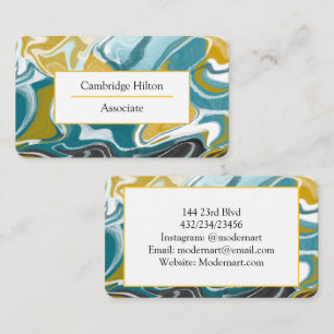 Blue, Pink and Gold Marble  Business Card