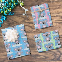 Blue , Pink and Green Baby Shower Koala Giftwrap