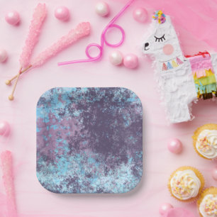Blue, Pink and Purple Marble Abstract Paper Plate