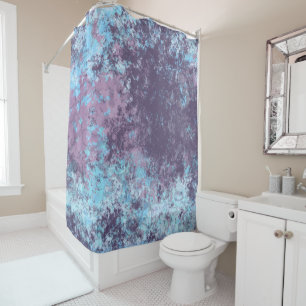 Blue, Pink and Purple Marble Abstract Shower Curtain