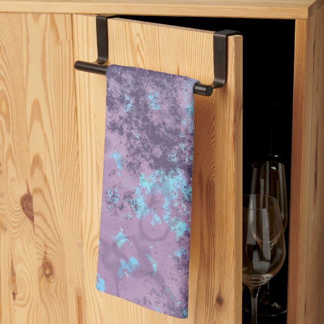 Blue, Pink and Purple Marble Abstract Tea Towel (Thirds Fold)