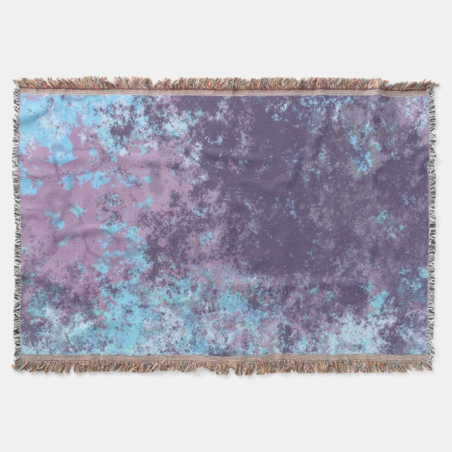 Blue, Pink and Purple Marble Abstract Throw Blanket (Front)
