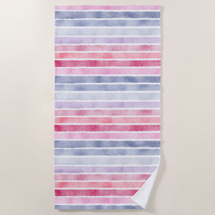 Blue, Pink and Purple Watercolor Stripes  Beach To Beach Towel