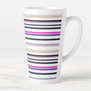Blue Pink and Sand Stripes Latte Mug