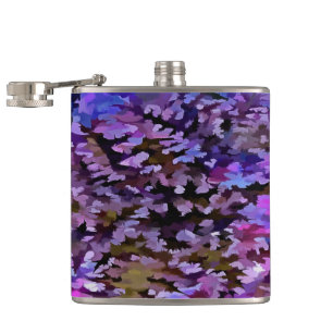 Blue, Pink and Sienna Camouflage Pattern Hip Flask