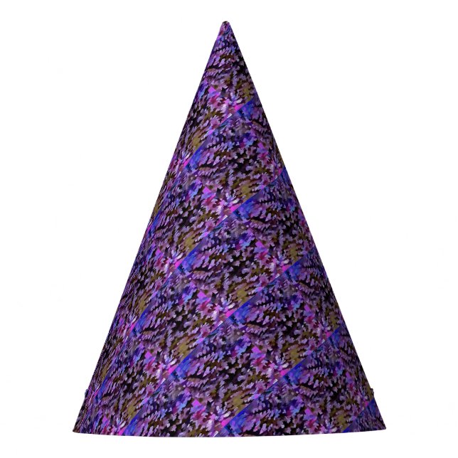 Blue, Pink and Sienna Camouflage Pattern Party Hat (Front)