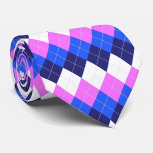 Blue, Pink and White Argyle Tie