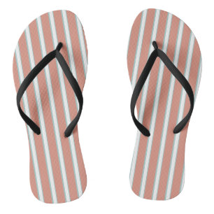 Blue, pink and white stripes pattern thongs