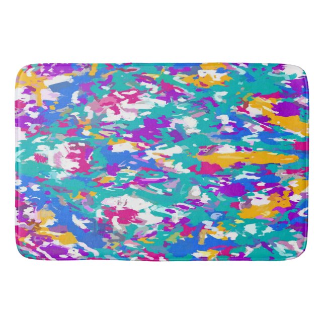 Blue, Pink and Yellow Bath Mat (Front)