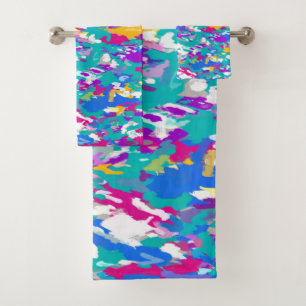Blue, Pink and Yellow Bath Towel Set