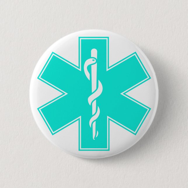 Blue Pink Aqua Baby Hot  Nurse EMS Star of Life 6 Cm Round Badge (Front)