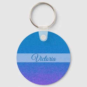 Blue Pink Artsy Personalised Name Keychain