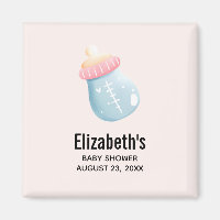 Blue & Pink Baby Bottle Cute Save the Date