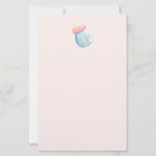  Blue & Pink Baby Bottle Cute Stationery