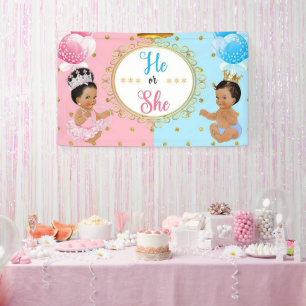  Blue Pink Balloon Golden Glitter Dots Gender  Banner