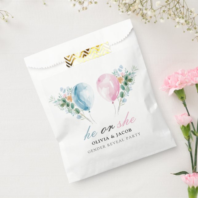 Blue Pink Balloons Gender Reveal Party Favour Bag (Sealed)