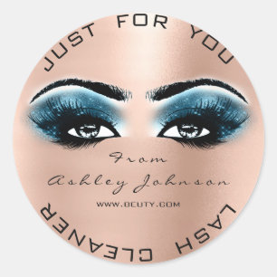 Blue Pink Beauty Glitter Peach Lash Makeup Cleaner Classic Round Sticker