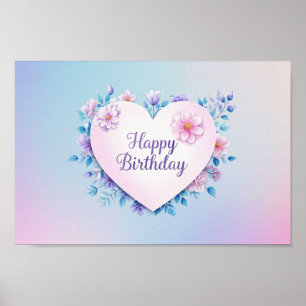 Blue Pink birthday luxurious elegant extravagant Poster
