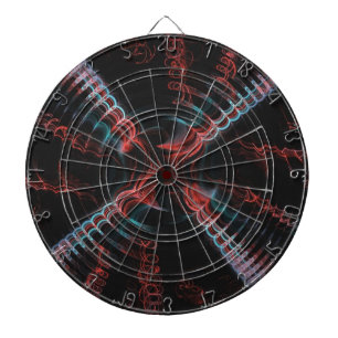 Blue Pink Black Abstract Spiral Fractal Dart Board