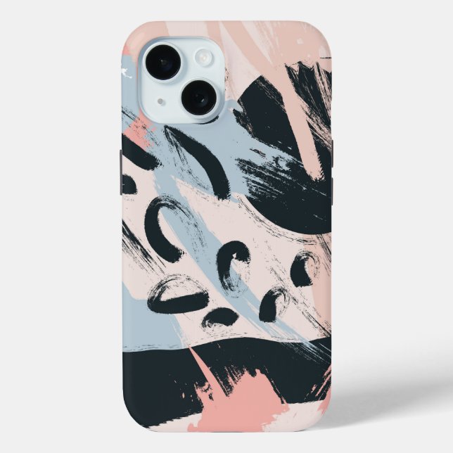 Blue Pink Black Pastel Abstraction Case-Mate iPhone Case (Back)