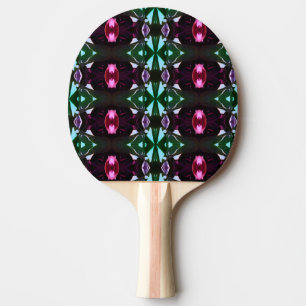 Blue Pink Black Purple Gems Pattern Ping Pong Paddle