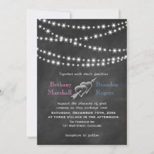 Blue & Pink Blackboard Twinkle Lights Invite