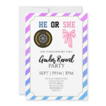Blue Pink Bow Race Car Gender Reveal Party