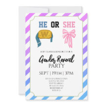 Blue Pink Bow Stripes Wresting Gender Reveal Party