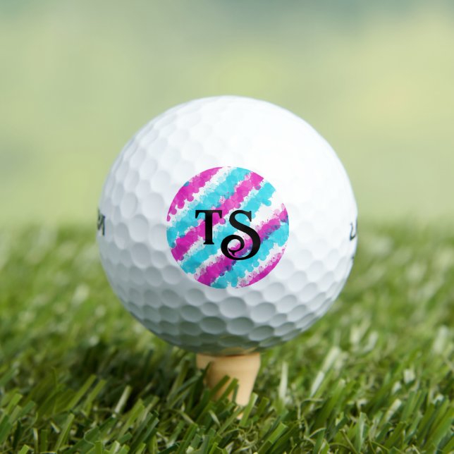 Blue & Pink Bright Splatter Golf Balls (Insitu Tee)
