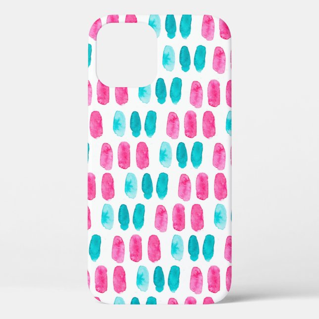 Blue pink brushstrokes. Abstract painting pattern Case-Mate iPhone Case (Back)