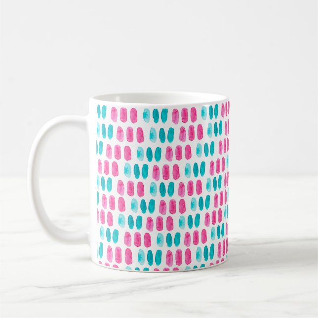 Blue pink brushstrokes. Abstract painting pattern Coffee Mug (Left)