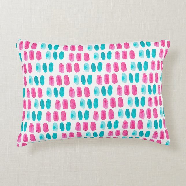 Blue pink brushstrokes. Abstract painting pattern Decorative Cushion (Front)