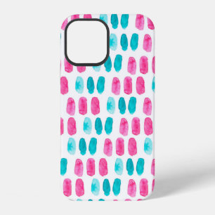 Blue pink brushstrokes. Abstract painting pattern iPhone 12 Case