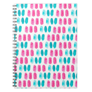 Blue pink brushstrokes. Abstract painting pattern Notebook