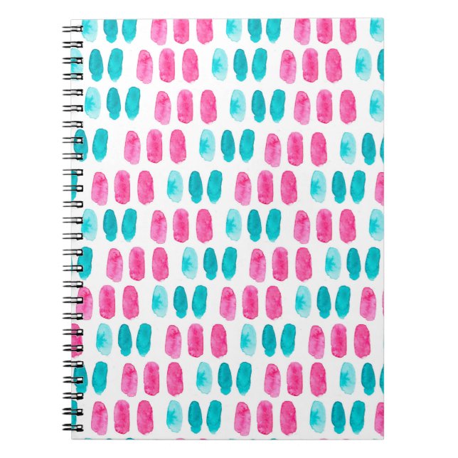 Blue pink brushstrokes. Abstract painting pattern Notebook (Front)