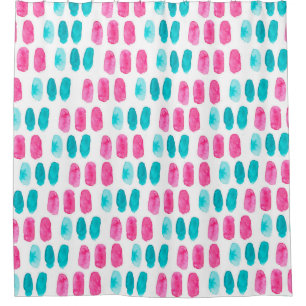 Blue pink brushstrokes. Abstract painting pattern Shower Curtain