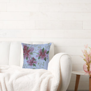 Blue Pink Burgundy and Dark Green Cushion