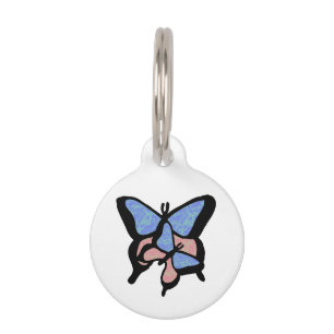 Blue & Pink Butterflies Pet Tag