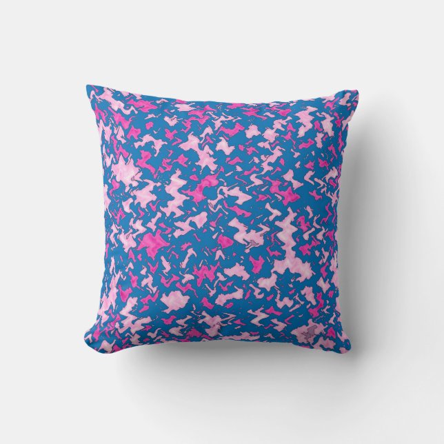 Blue Pink Camouflage Pattern Home Office Destiny Cushion (Front)