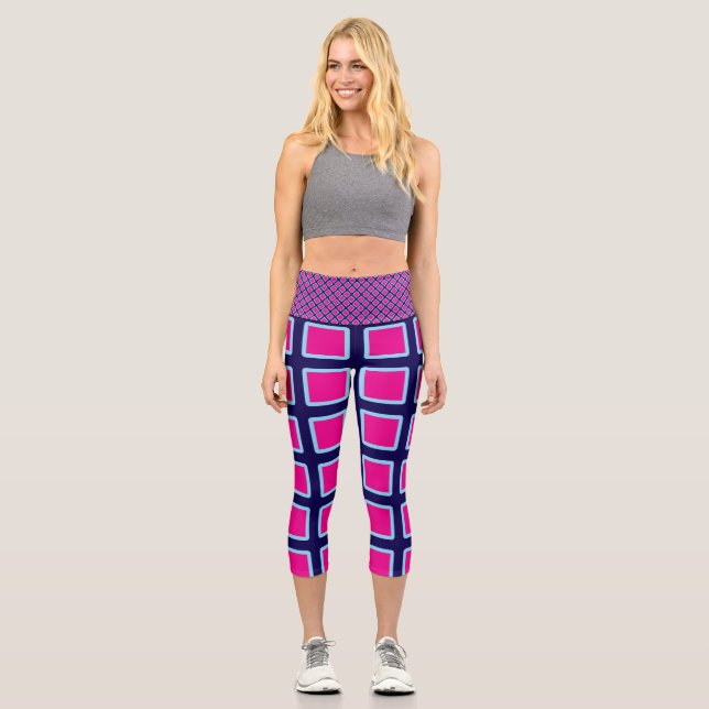 Blue & Pink Capri Leggings (Front)