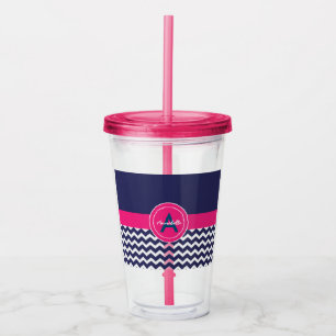 Blue Pink Chevron Acrylic Tumbler