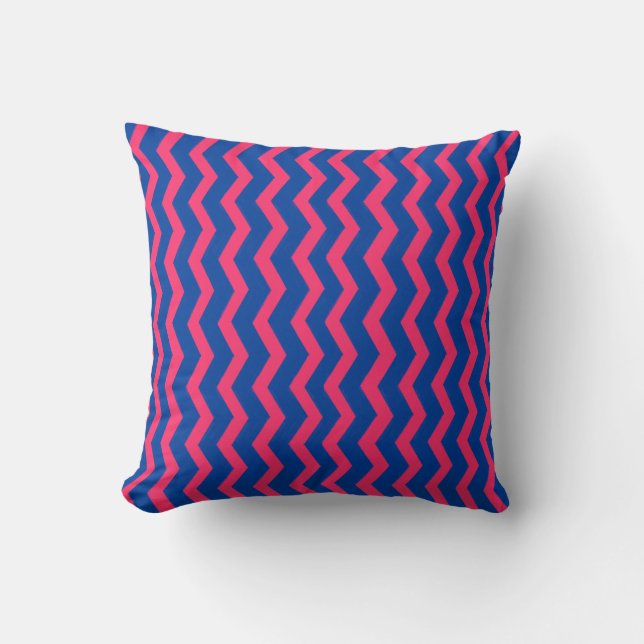 Blue Pink Chevron Cushion (Front)