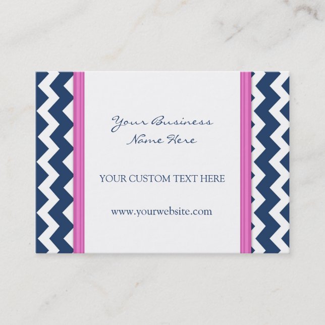 Blue Pink Chevron Retro Business Cards (Front)