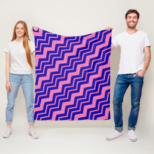 Blue Pink Chevron Zigzag Design Fleece Blanket