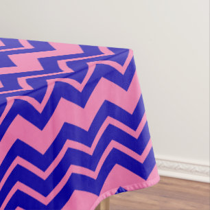 Blue Pink Chevron Zigzag Design Tablecloth